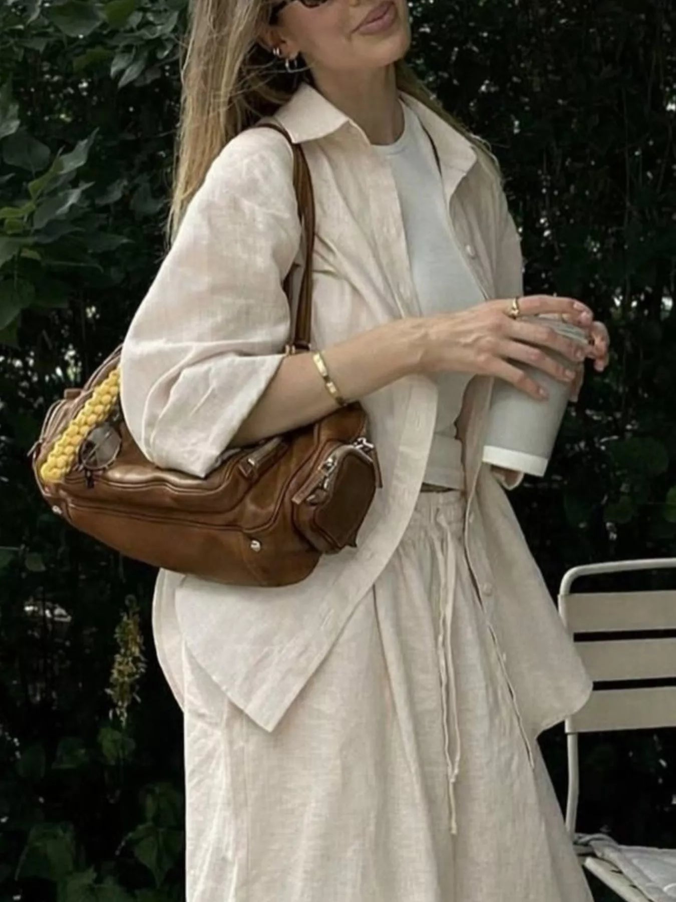 Button Up Shirt and Drawstring Pants Set