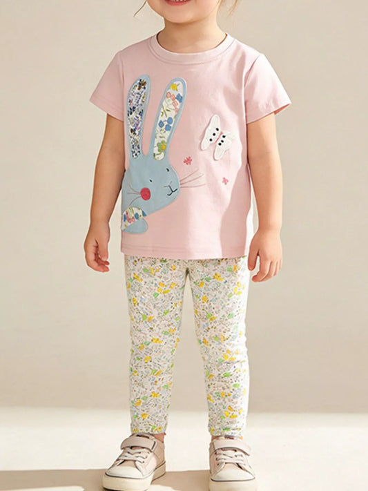 Children's Floral Bunny Top & Pants Set