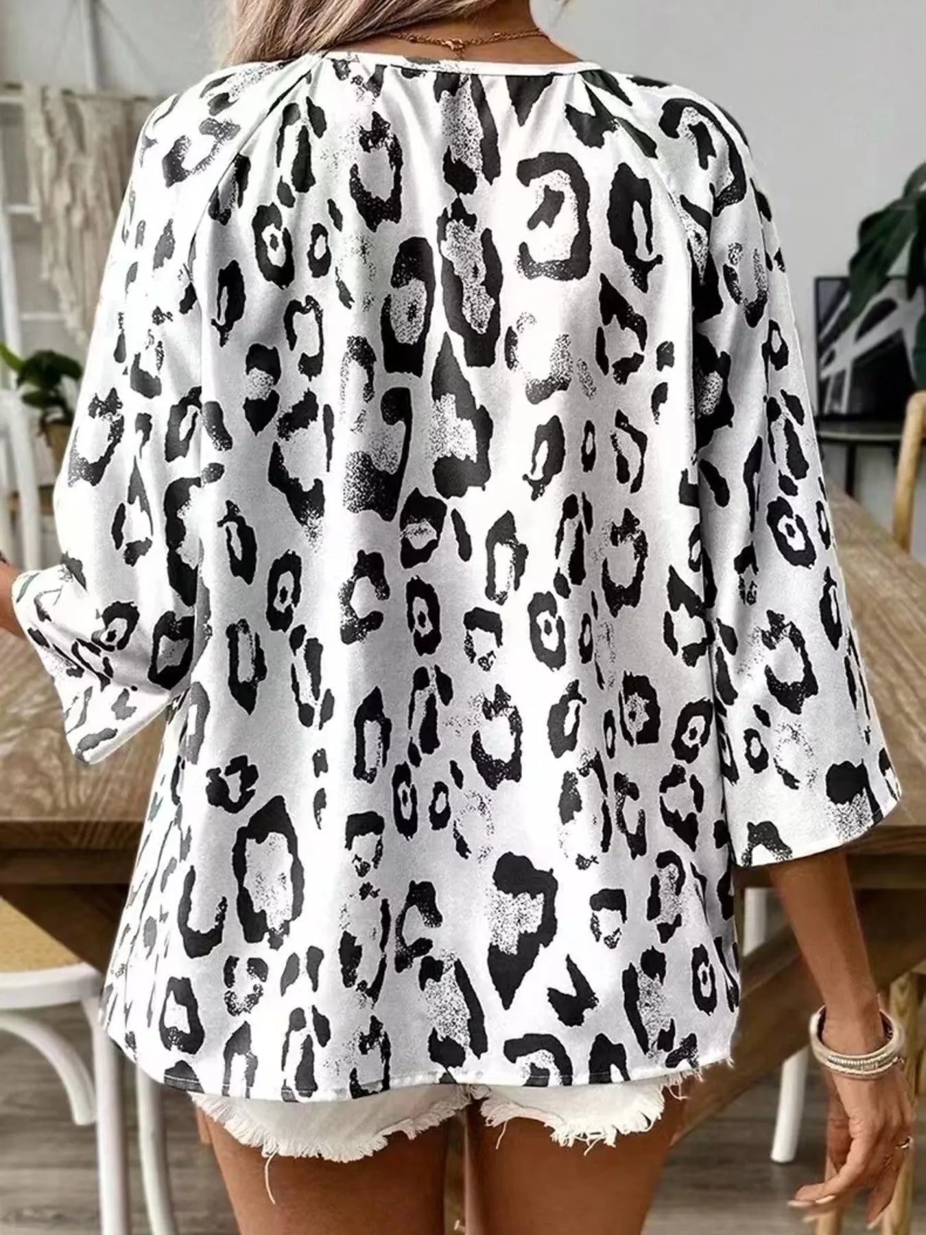 Leopard Print V-Neck Blouse