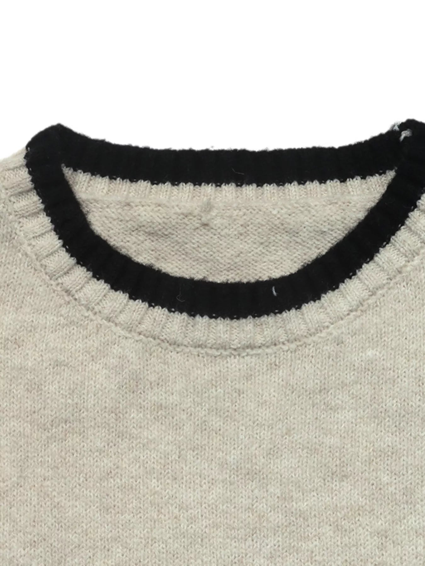 Contrast Trim Ribbed Cuff Tie-Sleeve Sweater