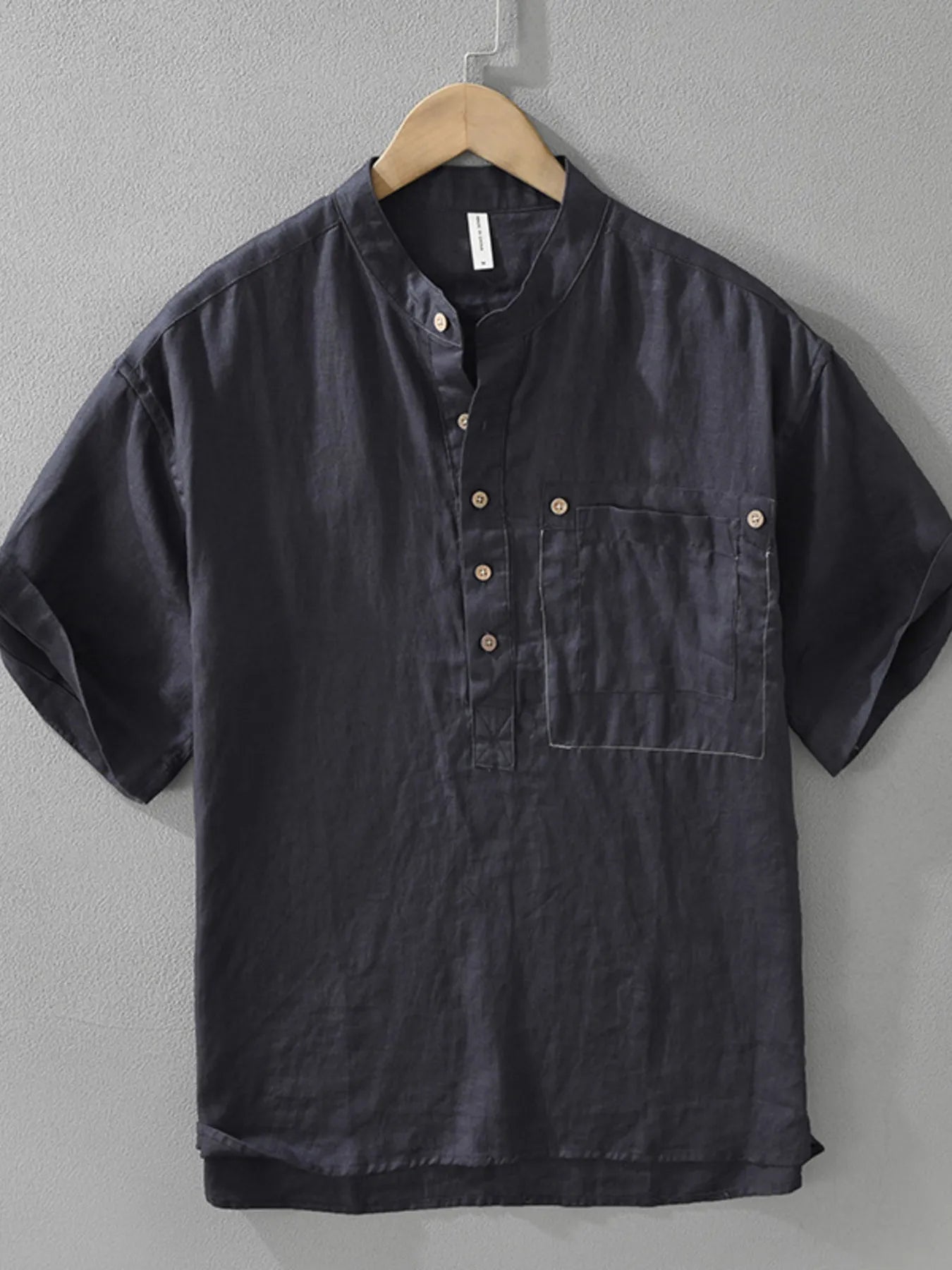 Men's Plus Size Button Detail Short Sleeve Blouse