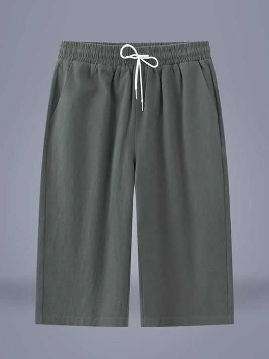 Men's Plus Size Casual Cropped Drawstring Pants
