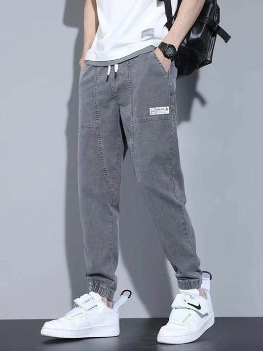 Men's Full Size Casual Drawstring Jeans Plus Size