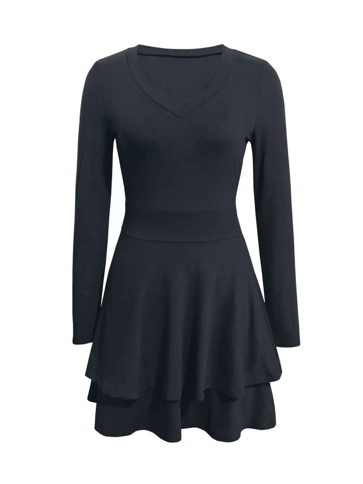 V-Neck Layered Ruffle Mini Dress