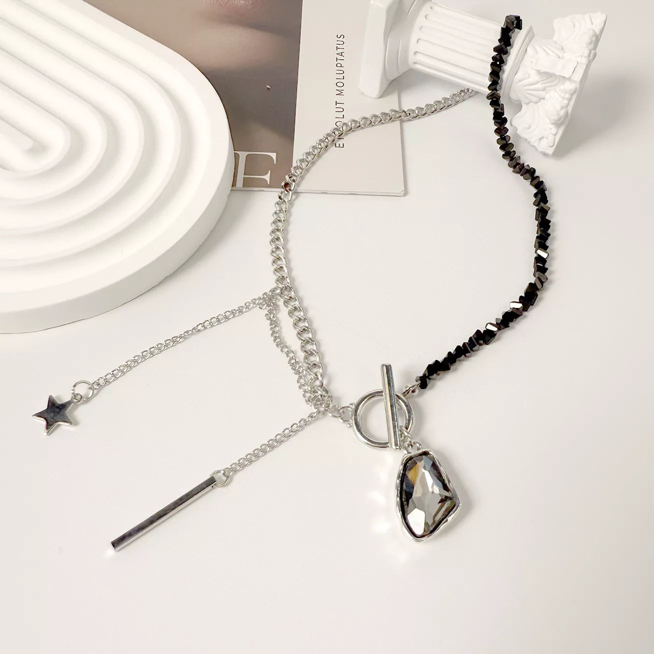 Gothic Punk Star Charm Toggle Necklace
