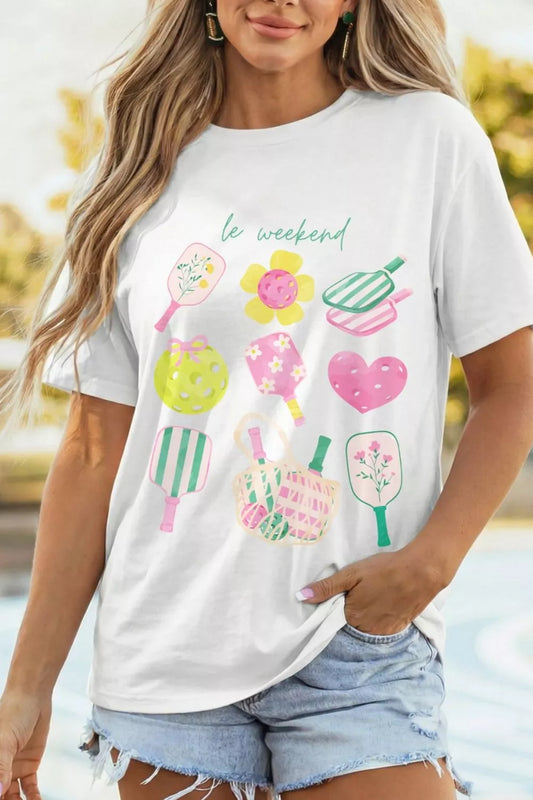 Graphic Round Neck Short Sleeve T-Shirt