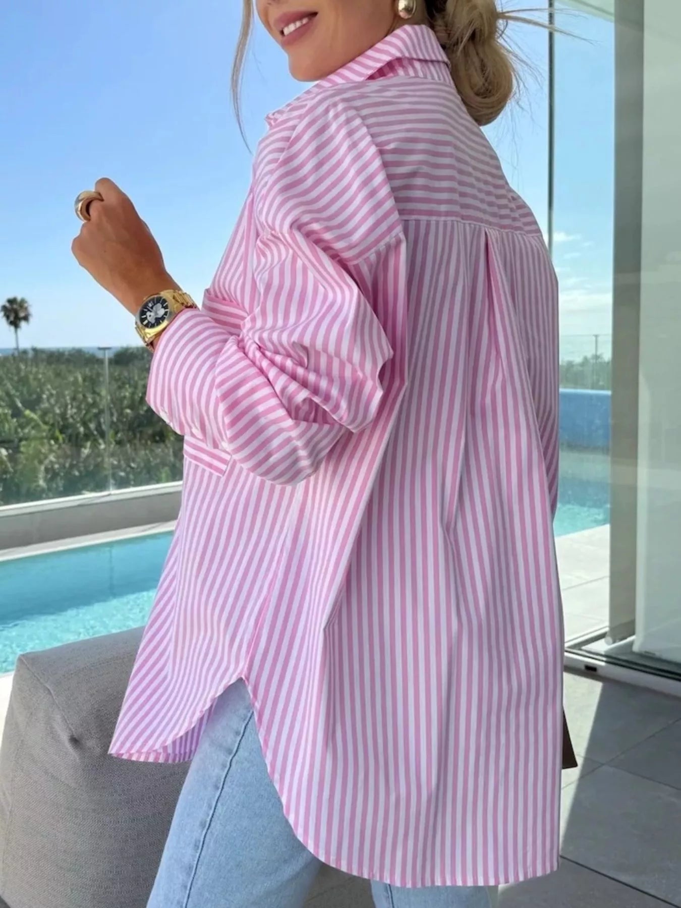 Striped Button Up Long Sleeve Shirt