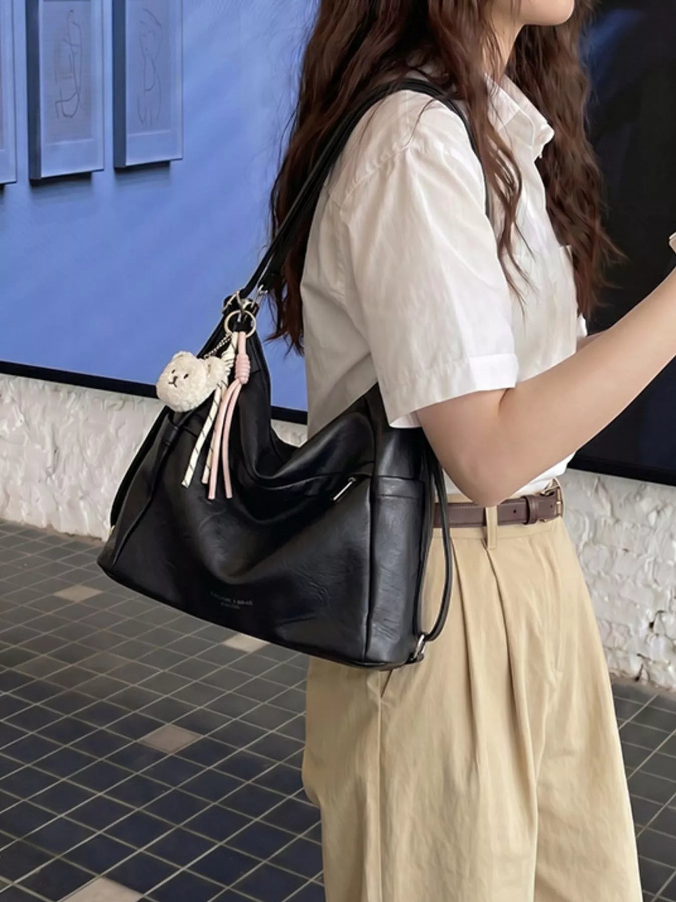 Adjustable Strap Leather Shoulder Bag