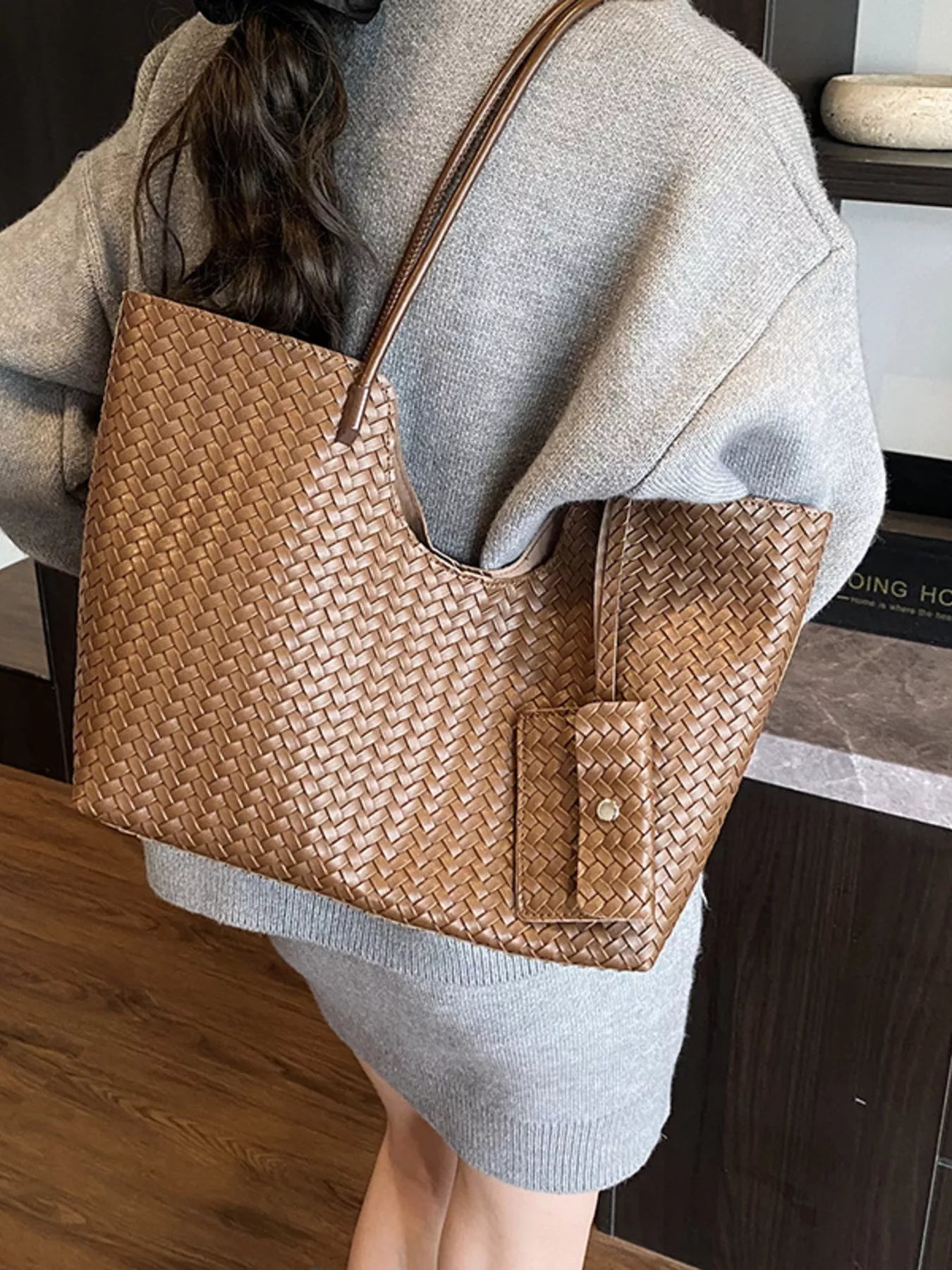 Woven Texture Large Capacity Tote Bag