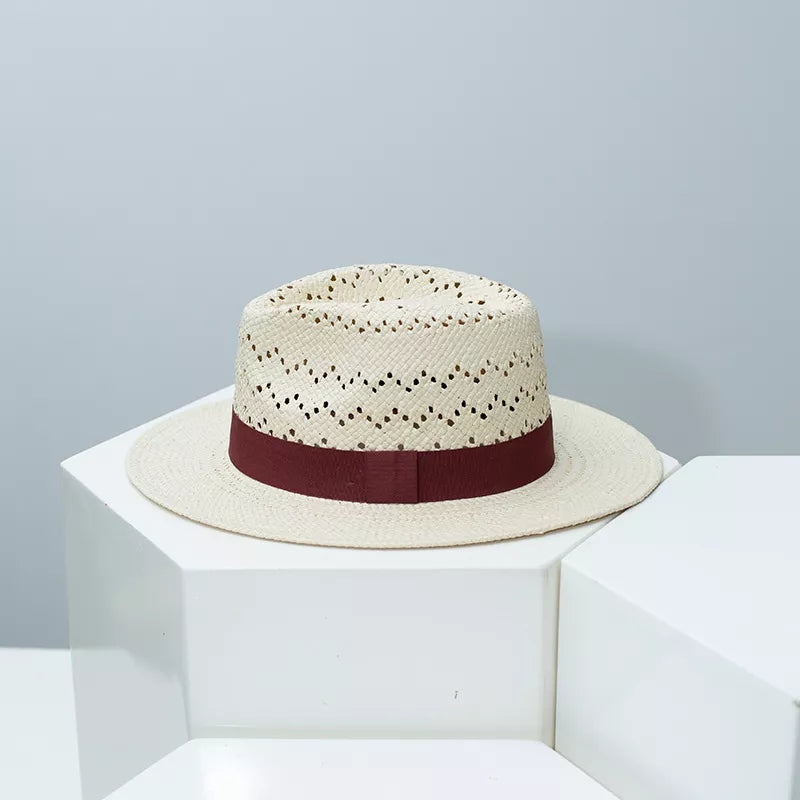 Straw Hat with Ribbon Accent