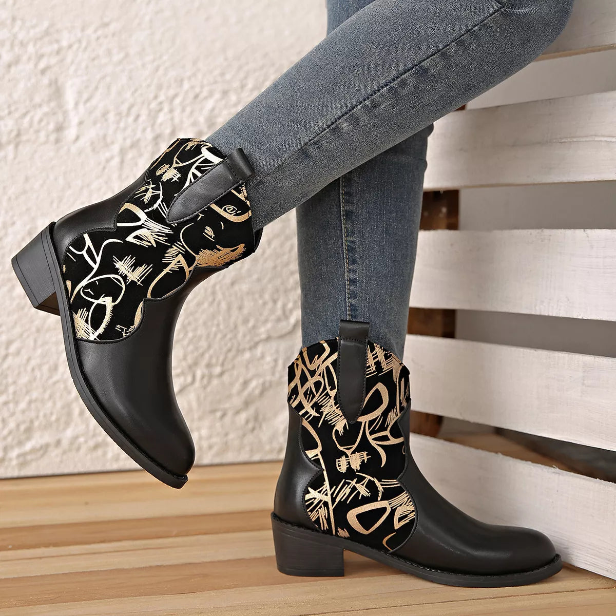 Point Toe Block Heels Boots