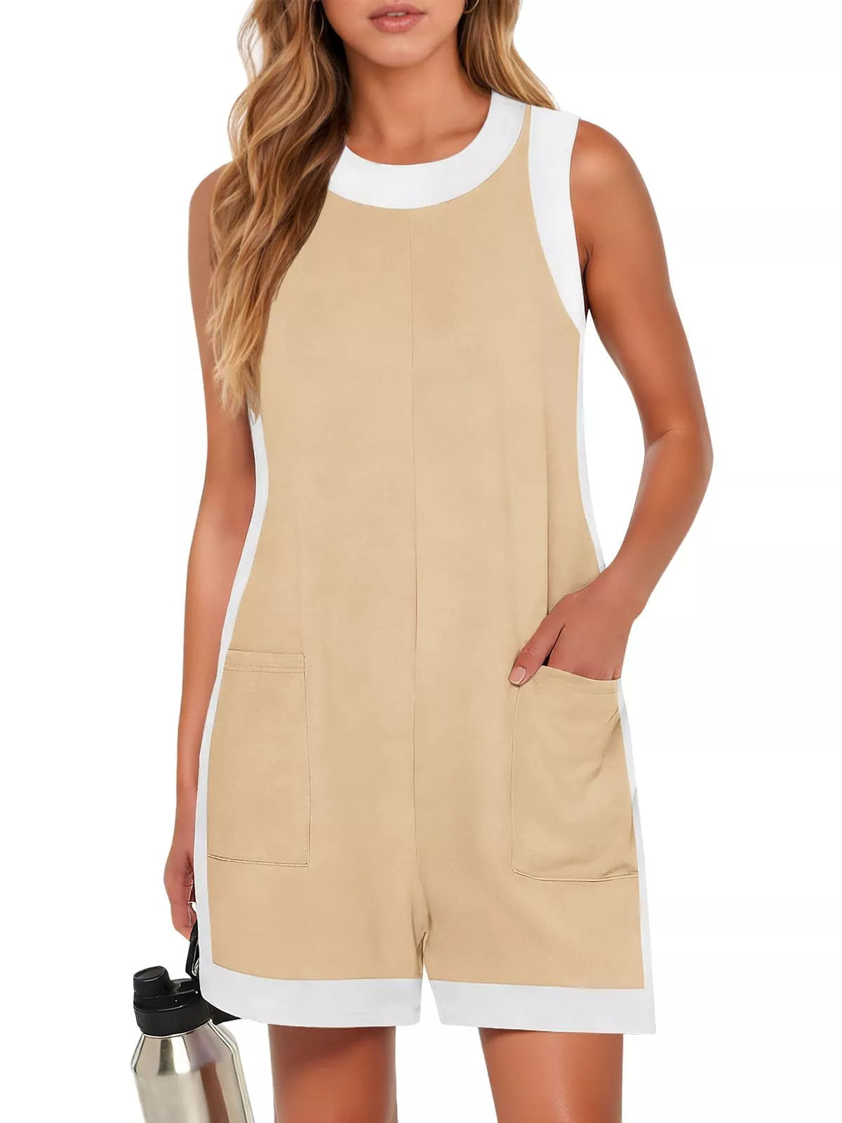 Contrast Trim Sleeveless Romper