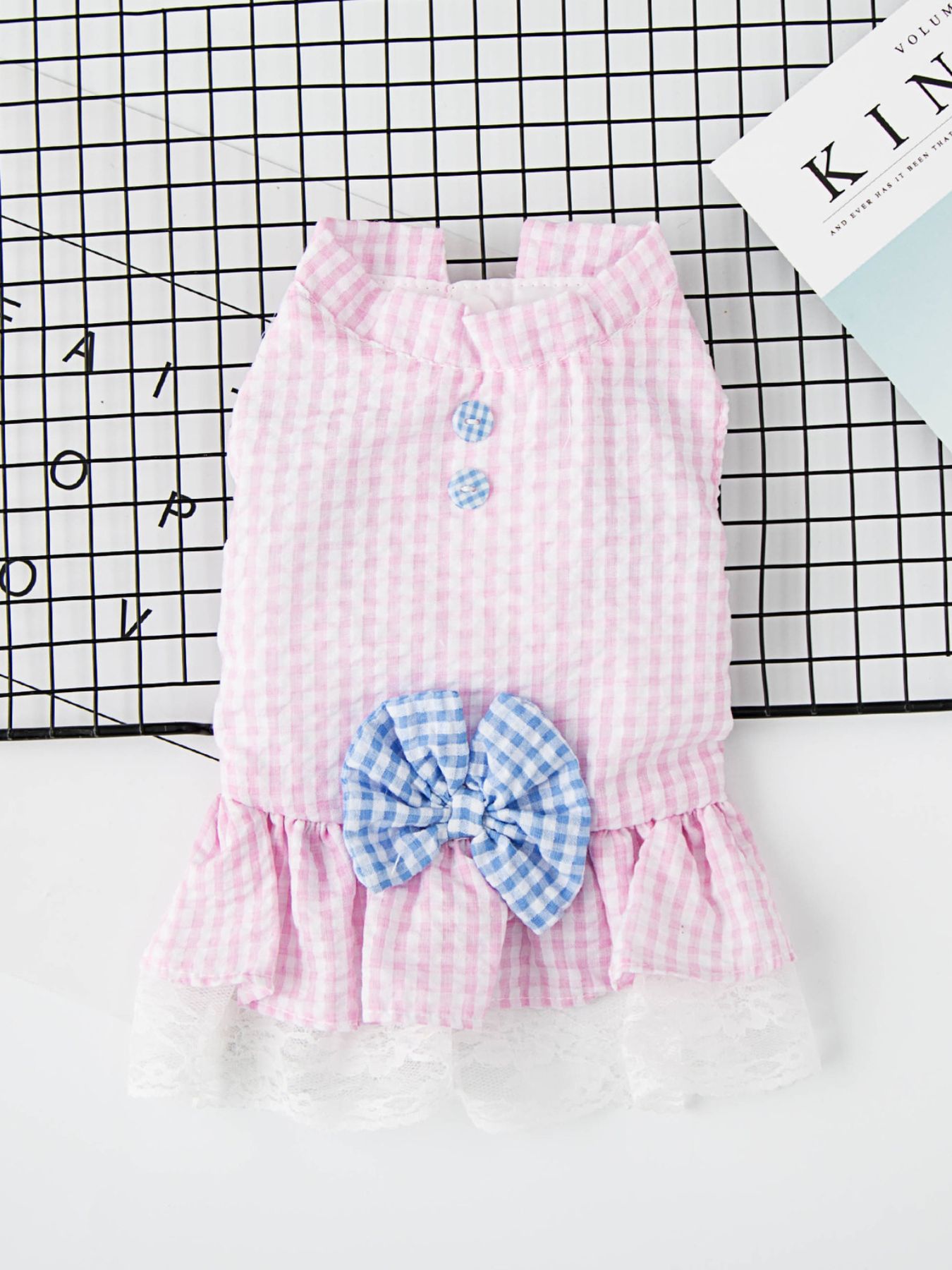Gingham Ruffle Lace Pet Dress