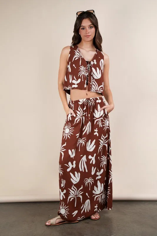 VERY J Printed Resort Midi Skirt