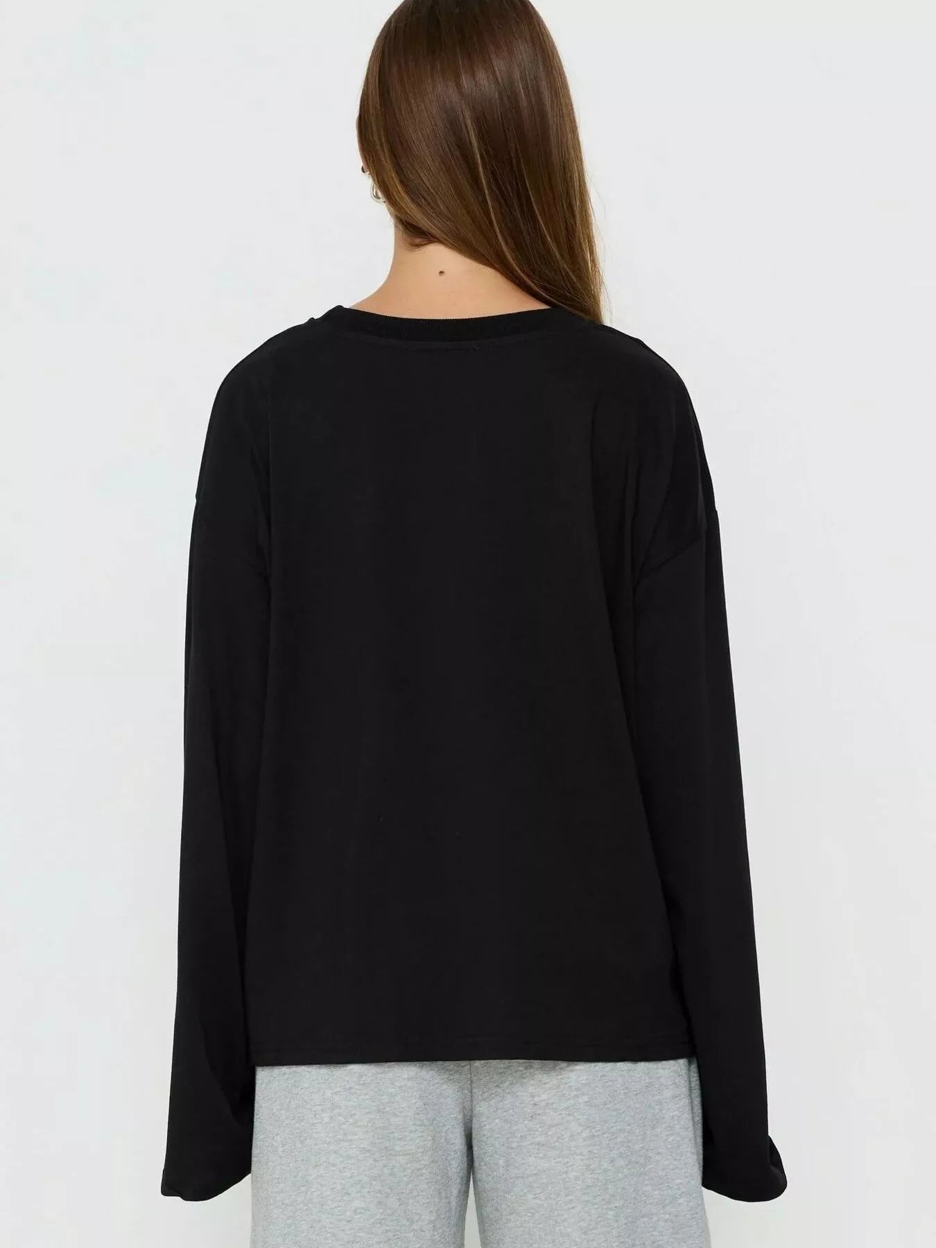 Oversized Long Sleeve Crew Neck T-Shirt