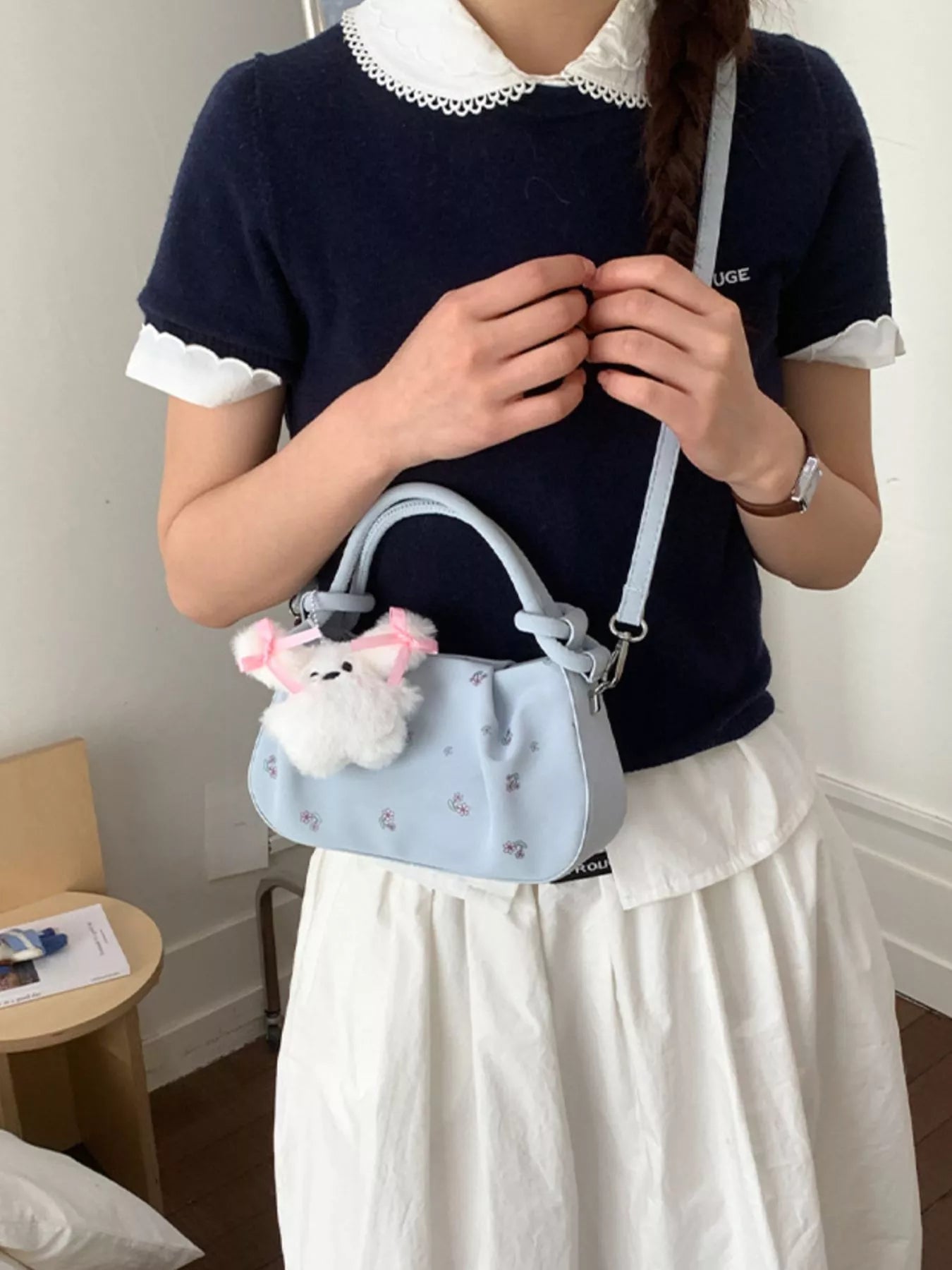 Floral Ruched Crossbody Bag