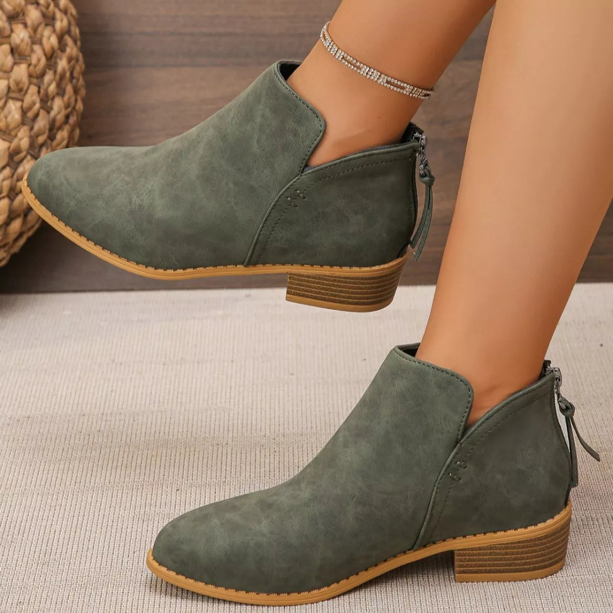 Point Toe Block Heels Boots