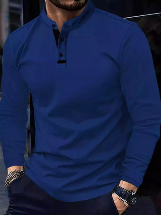 Men's Full Size Long Sleeve Button Detail T-Shirt Plus Size