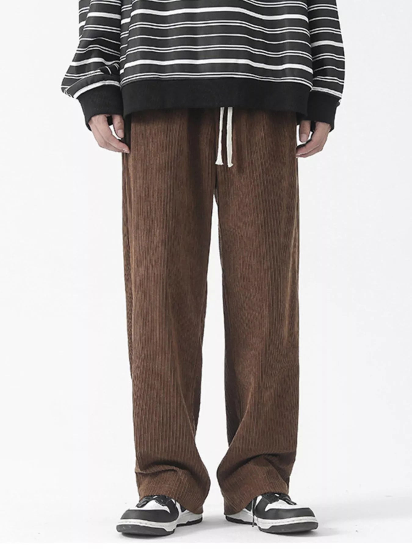 Men's Full Size Drawstring Wide Leg Corduroy Pants Plus Size