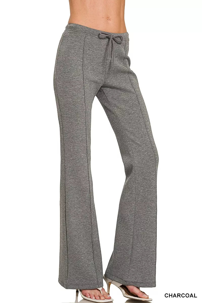 Zenana Drawstring Scuba Stretch Pintuck Pants
