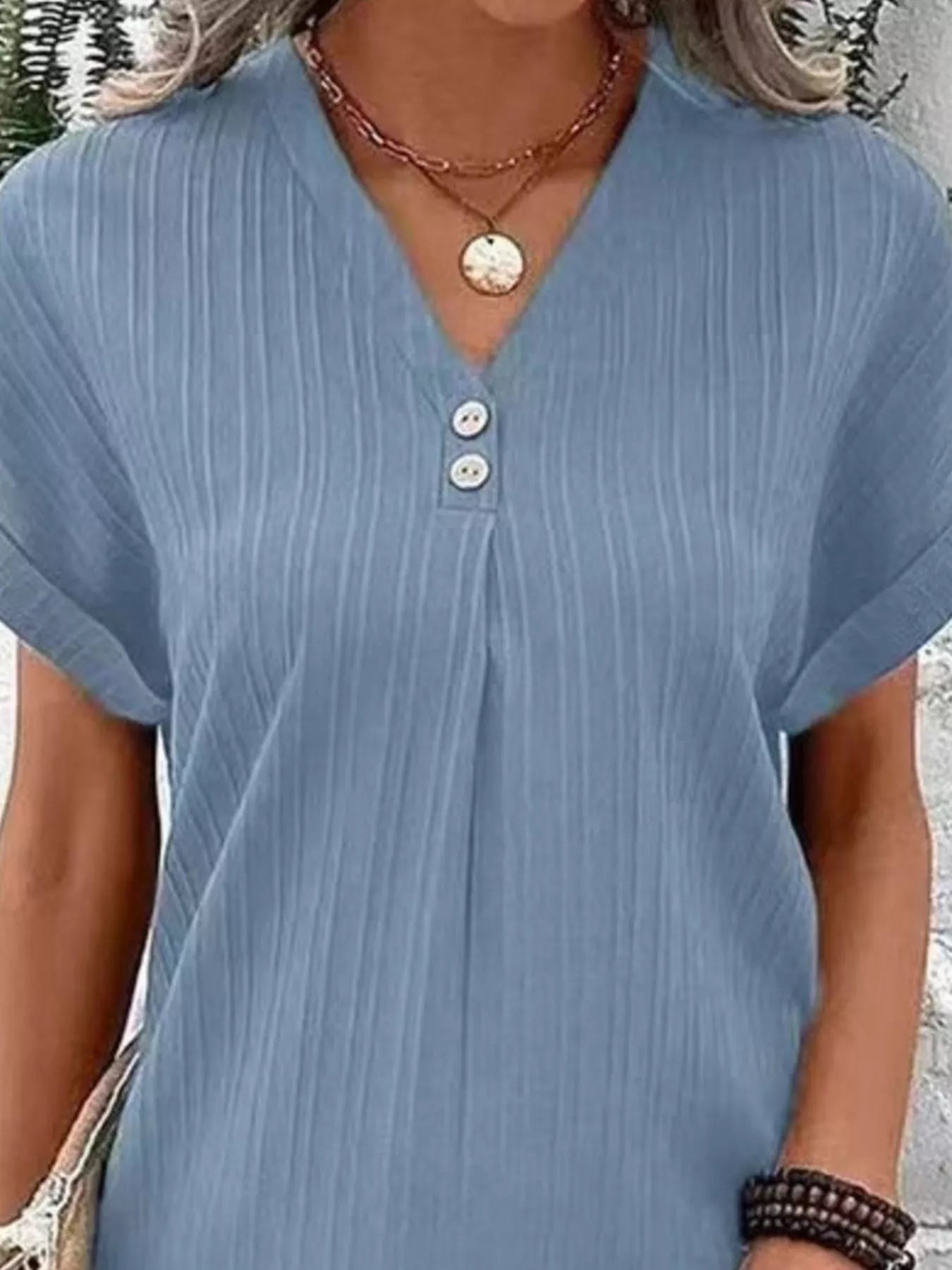 Full Size Casual V-Neck Short Sleeve Dress Plus Size