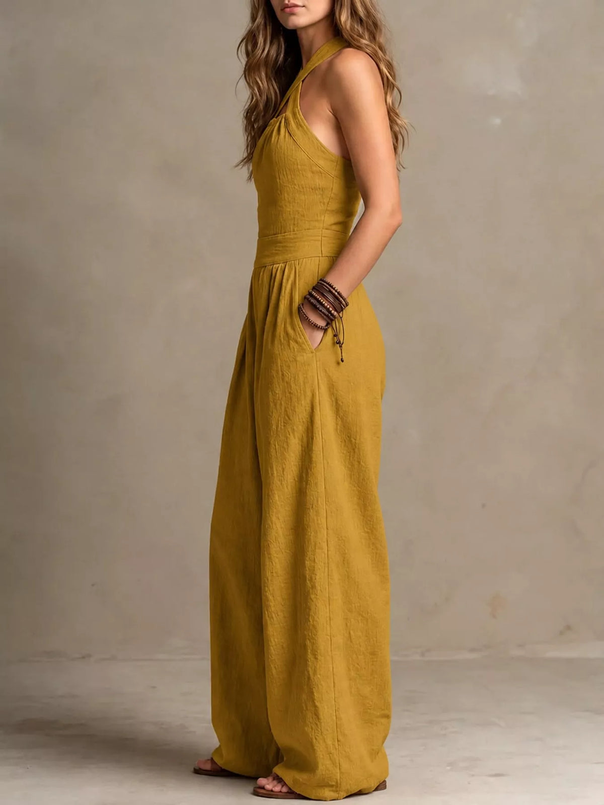 Full Size Halter Neck Wide-Leg Jumpsuit Plus Size