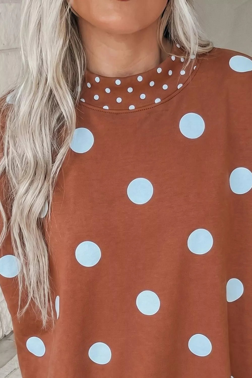Polka Dot Dropped Shoulder Sweatshirt