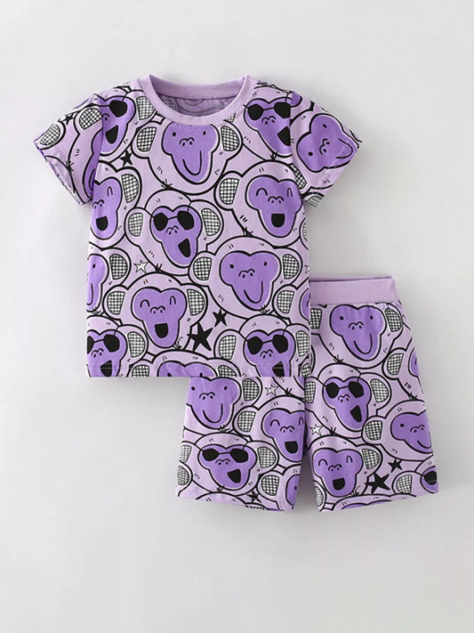 Children's Monkey Print Tee and Shorts Set