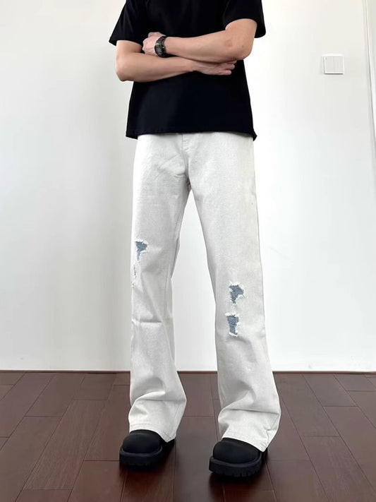 Men's Plus Size Distressed Wide Leg Jeans