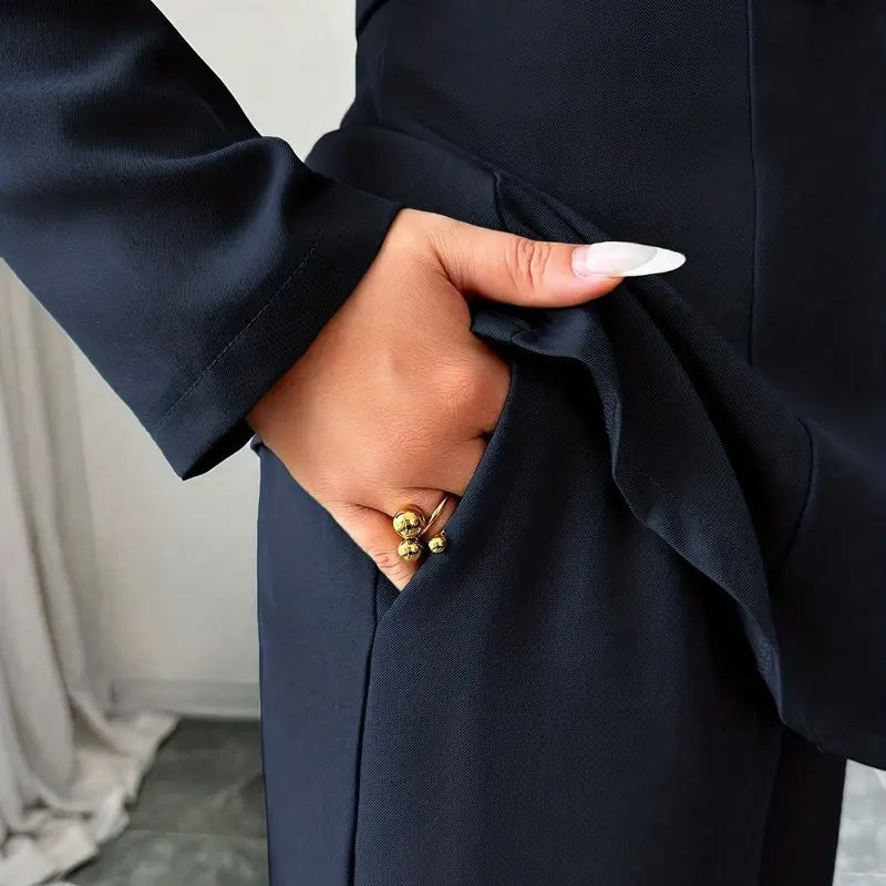Women's 2-Piece Pants Suit, Long Sleeve Blazer & Straight Pant Casual Office Set (see size chart under more details)