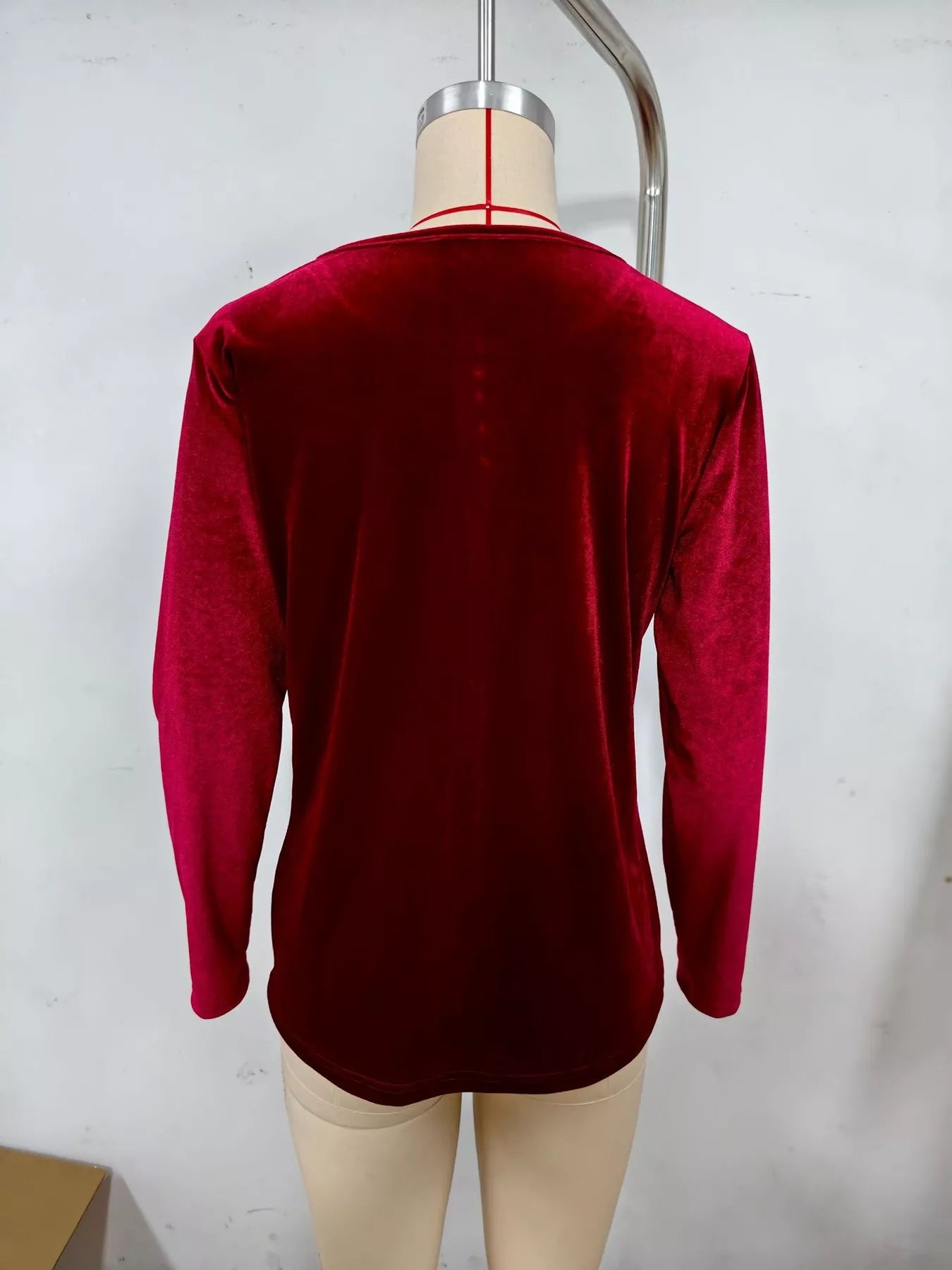Velvet Long Sleeve Ruched Top