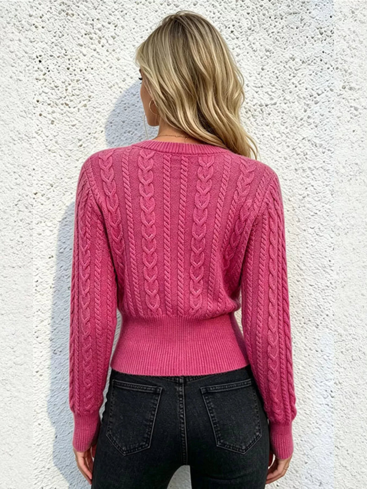 Cable Knit Zipper Detail Sweater
