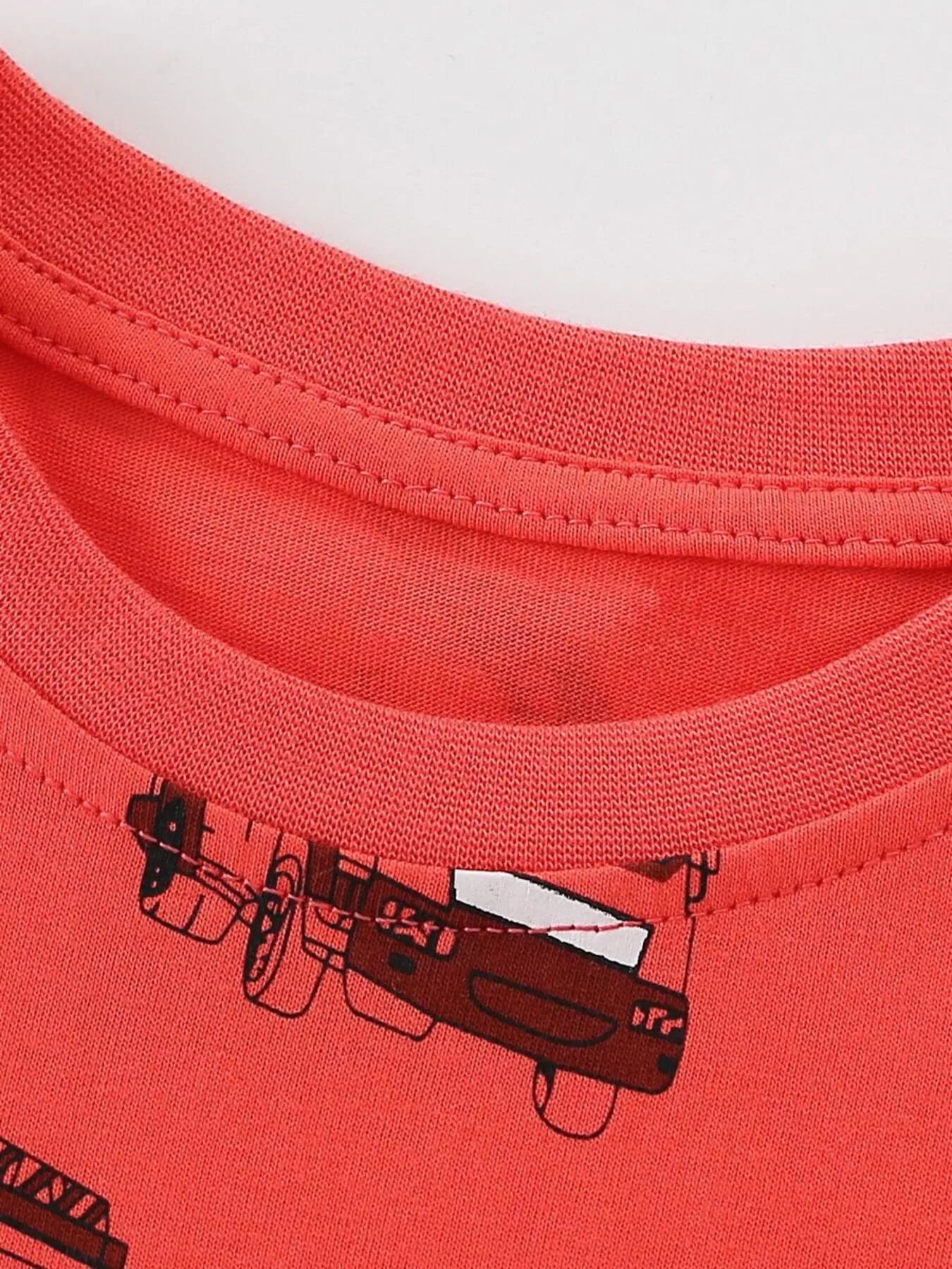 Children's Truck Print Crew Neck Short Sleeve T-Shirt