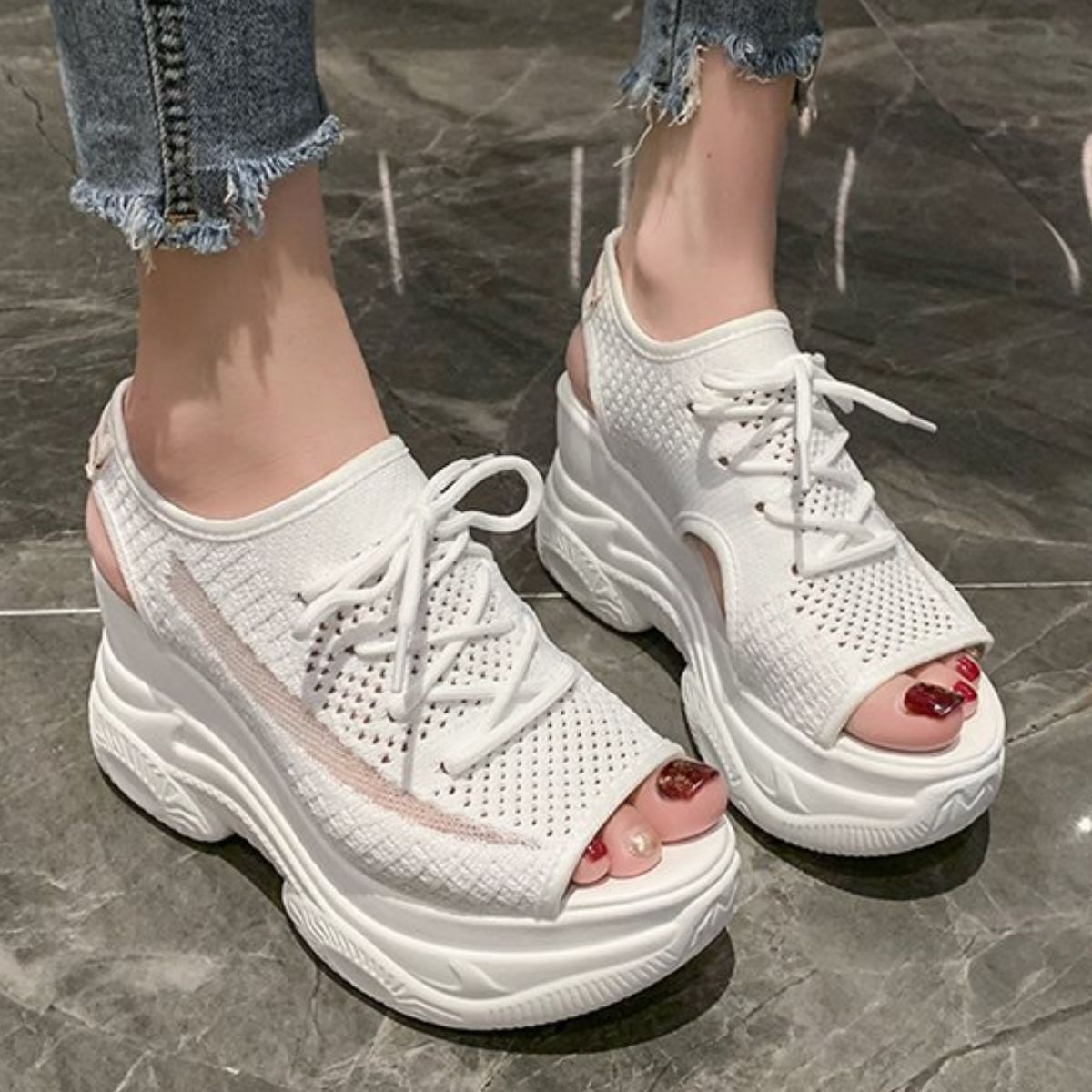 Breathable Mesh Platform Sandals