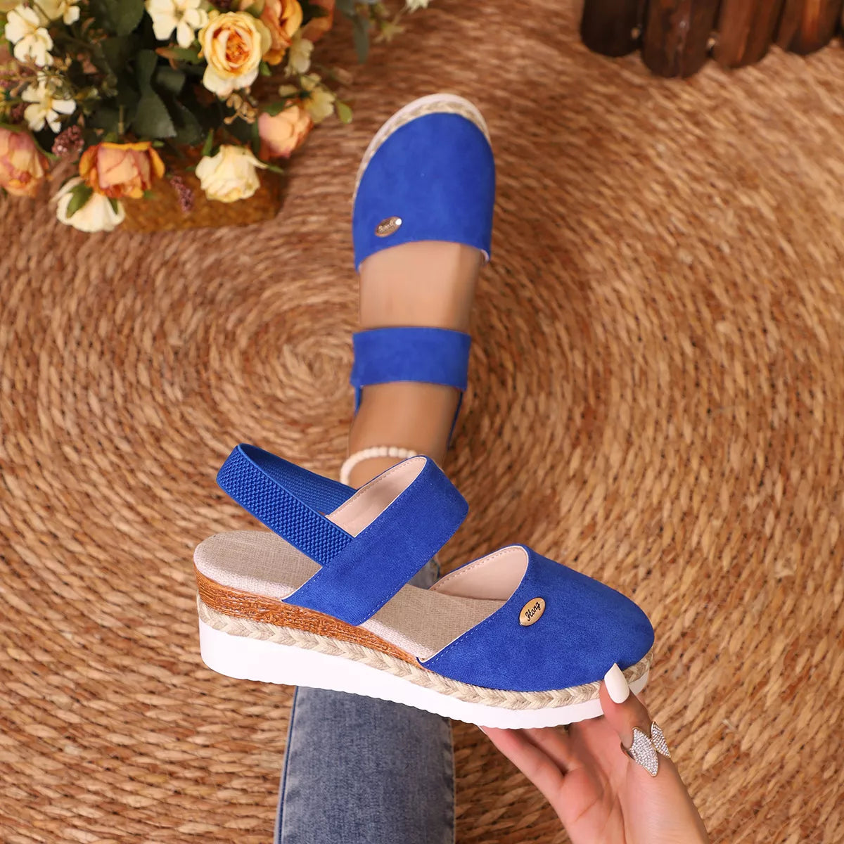 Espadrille Wedge Sandals with Ankle Strap