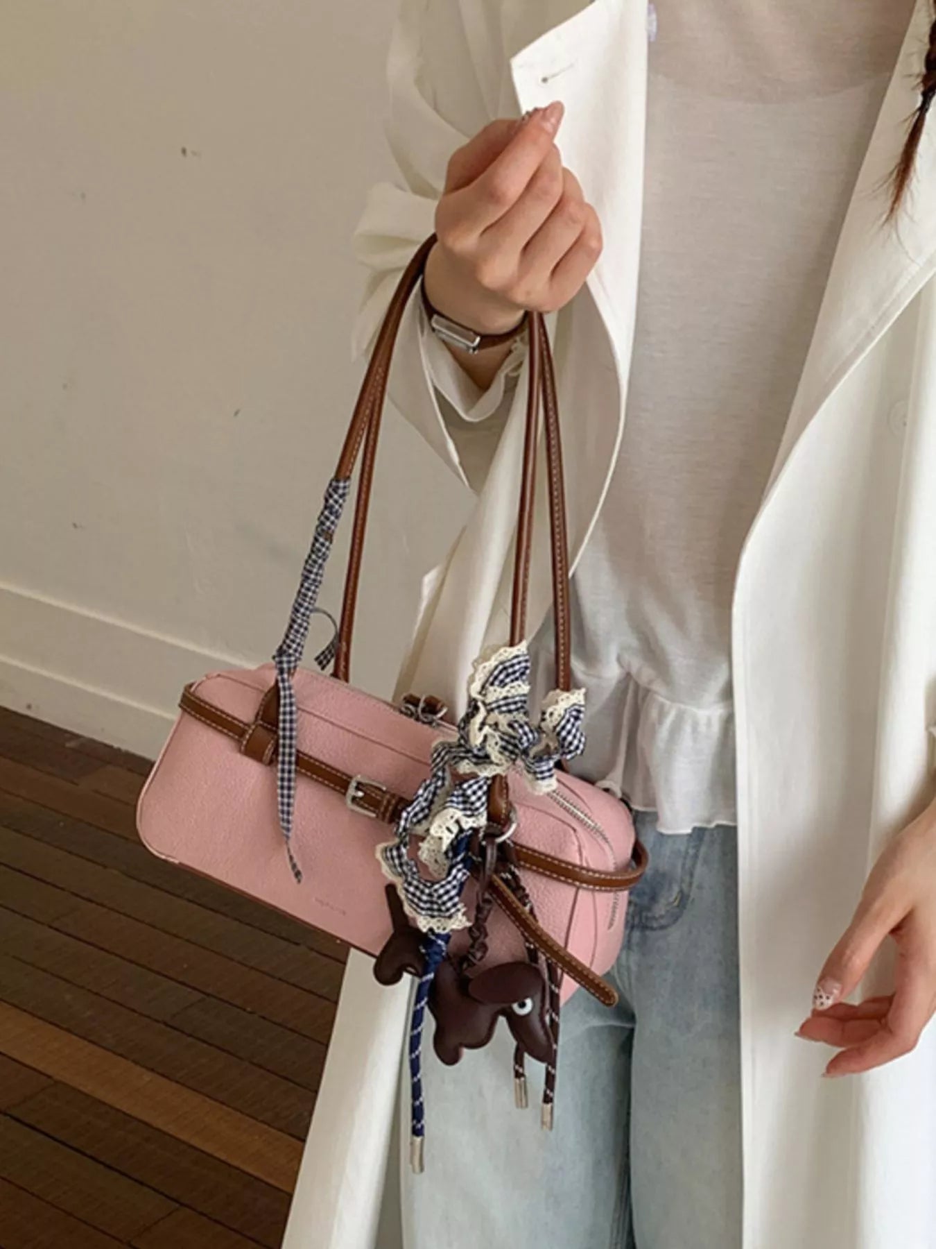 Decorative Buckle Shoulder Bag