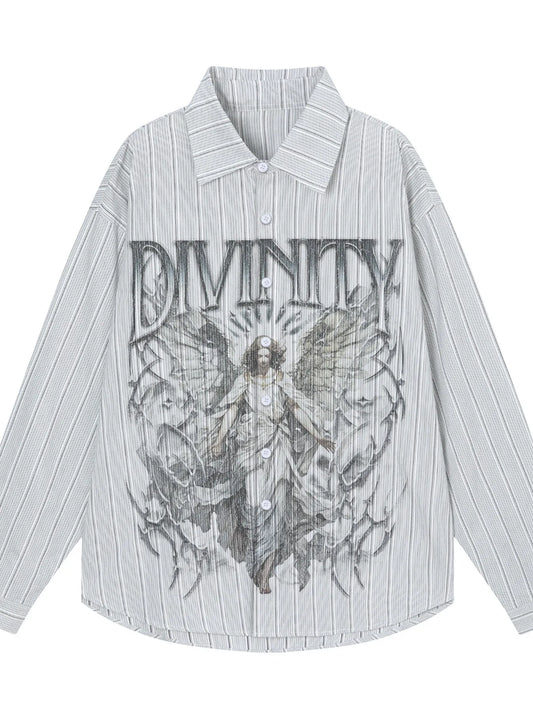 Men's Divinity Angel Striped Button-Up Shirt