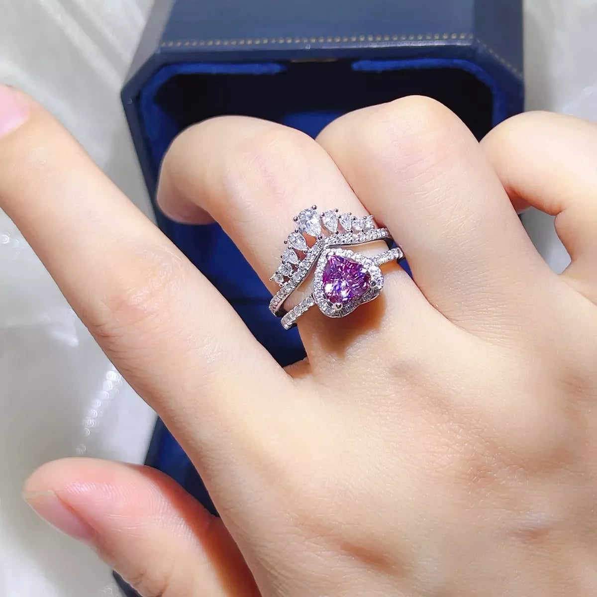 2 Carat Moissanite 925 Sterling Silver Ring Set