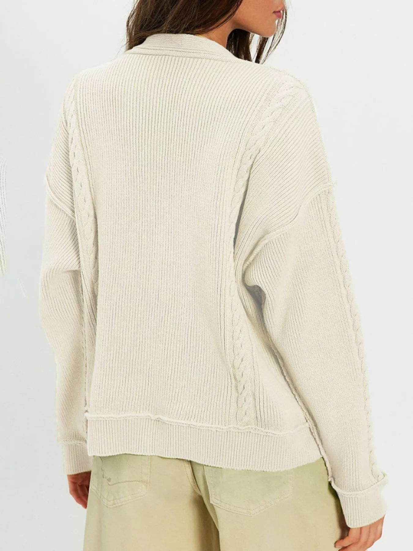 Double-Breasted Cable Knit Cardigan