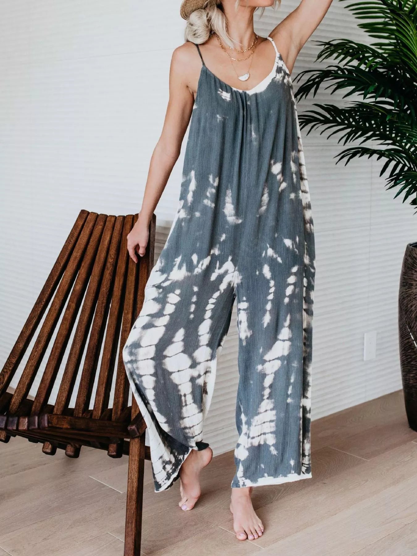 Full Size Tie-Dye Wide Leg Jumpsuit Plus Size