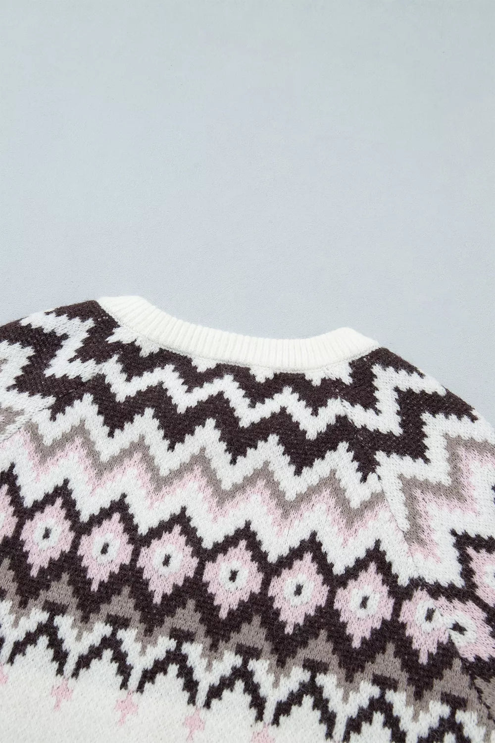 Geometric Pattern Brushed Knit Button Cardigan