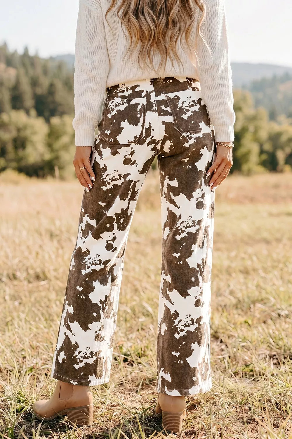Abstract Pattern Regular Fit Full-Length Western Style Jeans