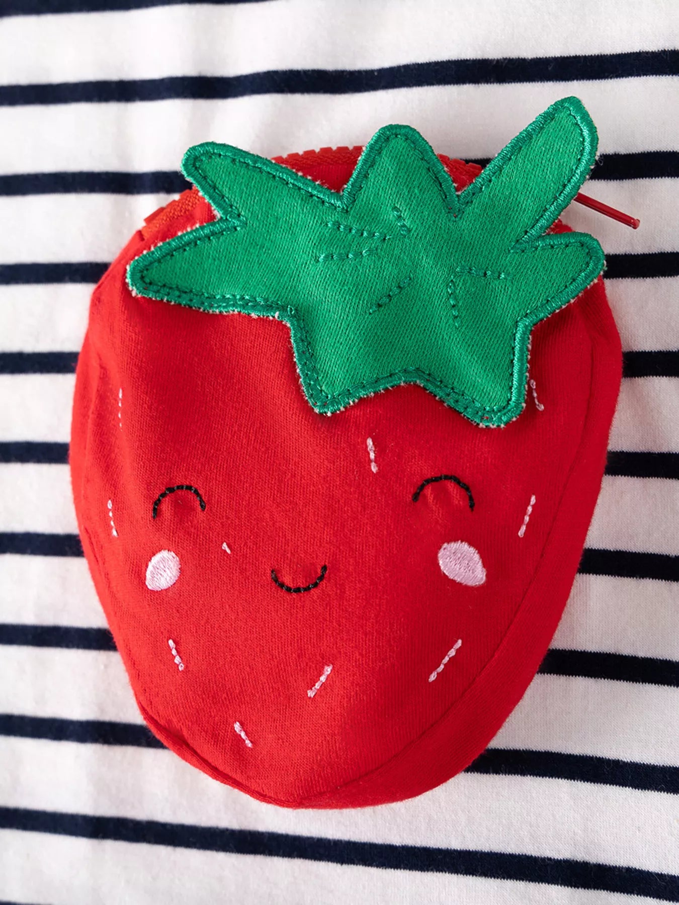 Children's Strawberry Applique Striped T-Shirt & Shorts Set