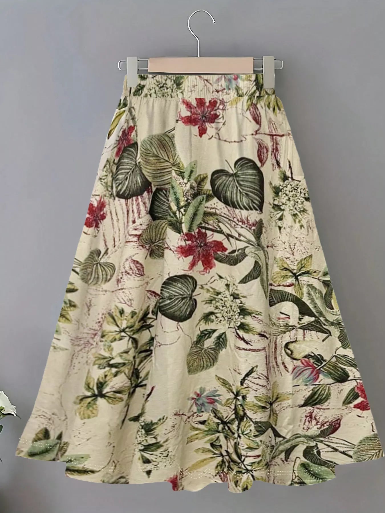 Printed Elastic Waist Skirt