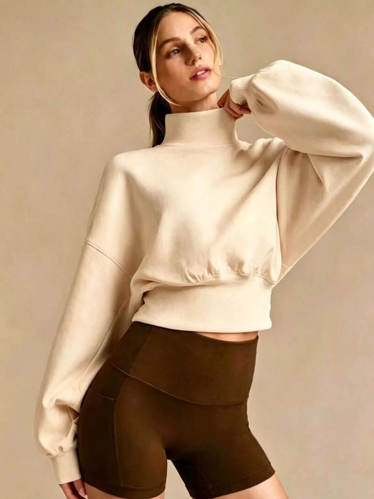 Turtleneck Dropped Shoulder Sweatshirt