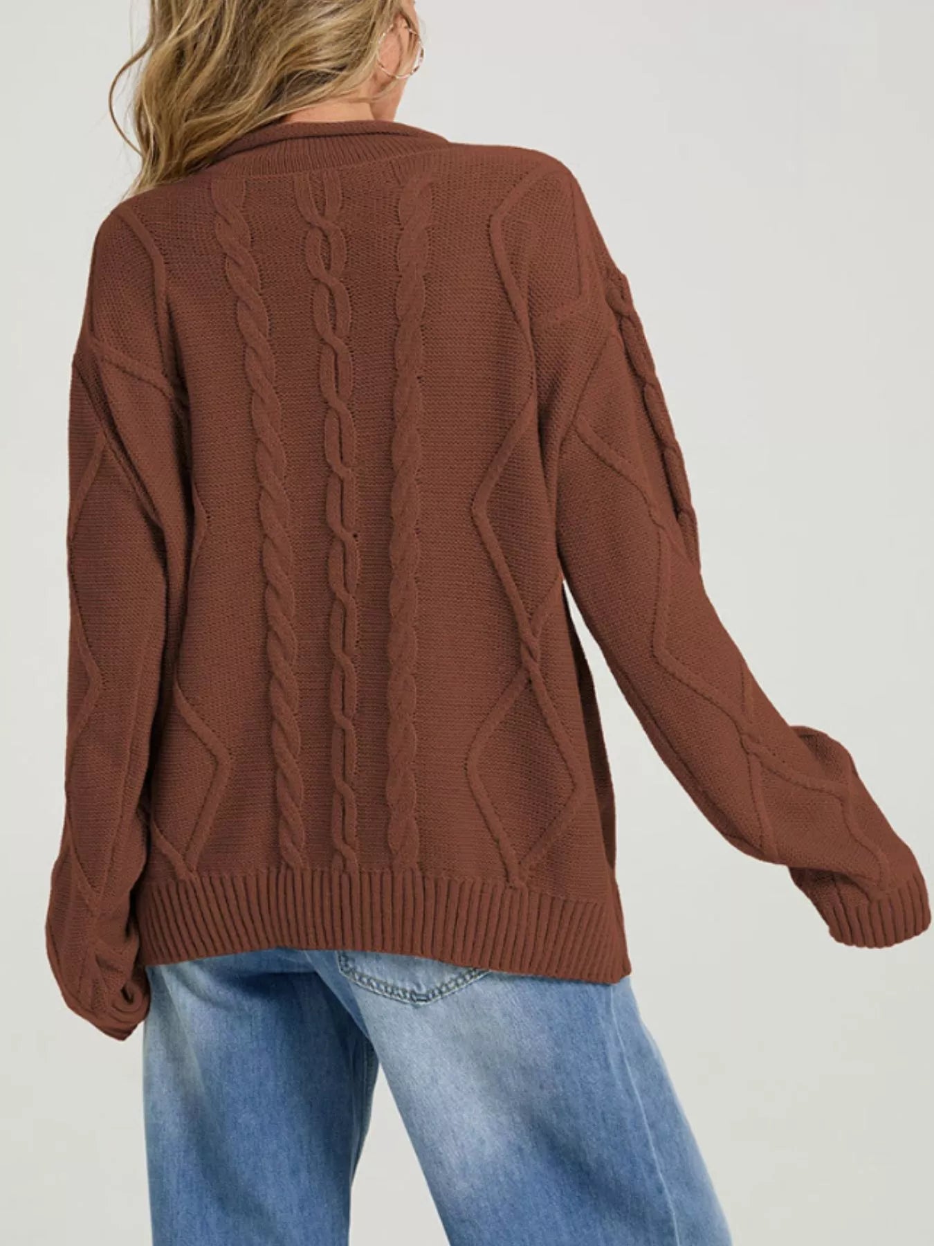 Cable Knit Ribbed Hem Sweater