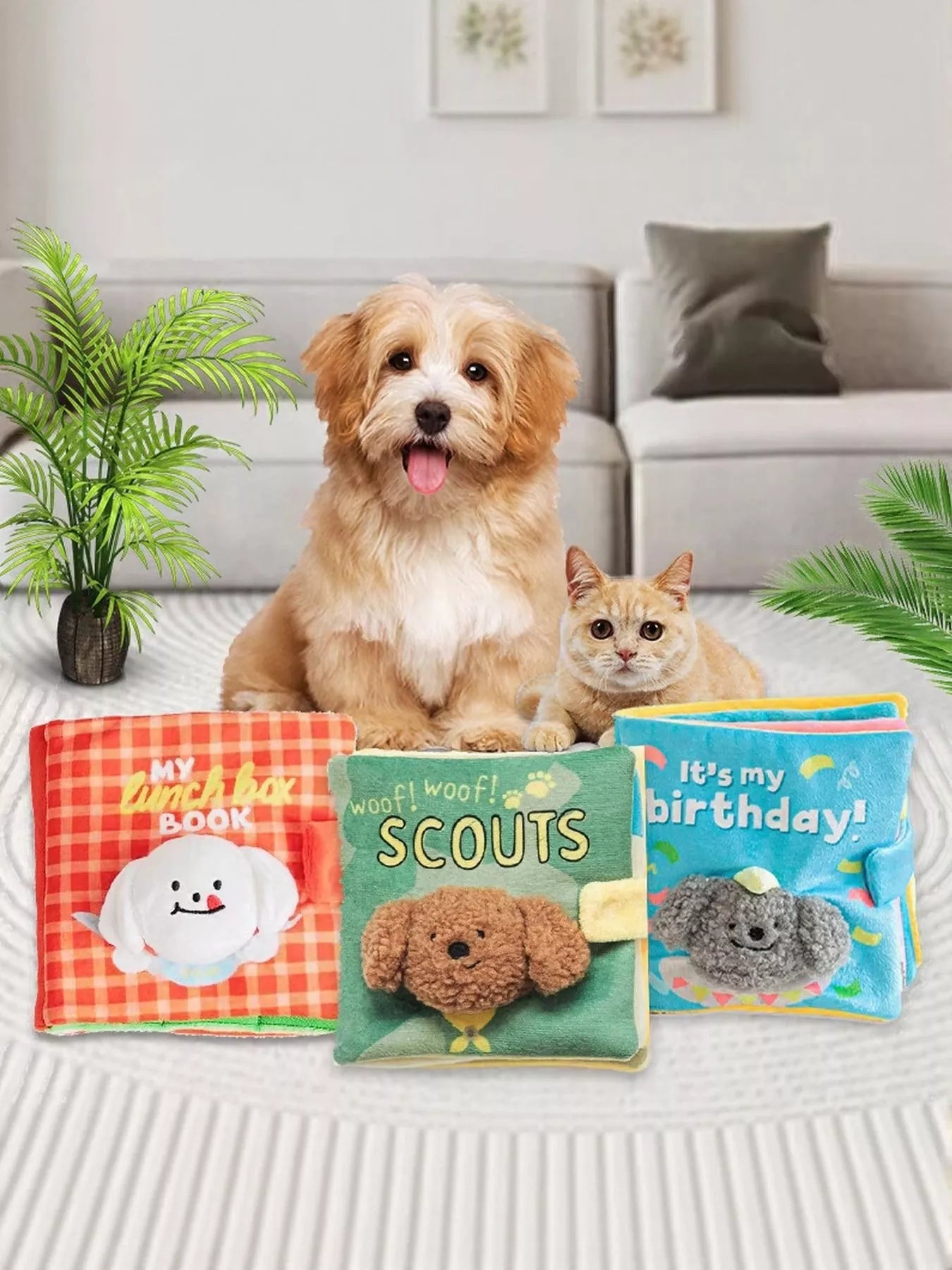 Interactive Crinkle Book Pet Sound Toy