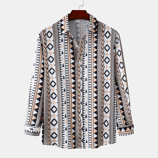 Men's Geometric Print Long Sleeve Shirt