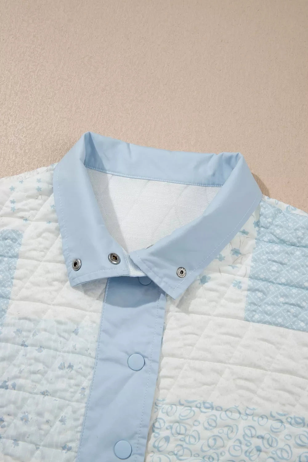 Patchwork Quilted Snap-Neck Sweatshirt