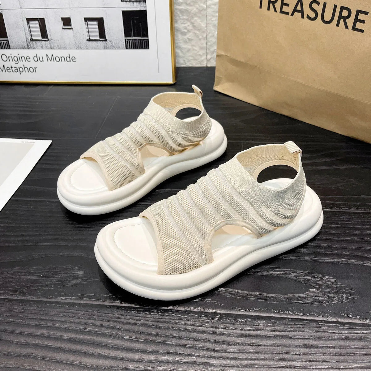 Cutout Mesh Sandals